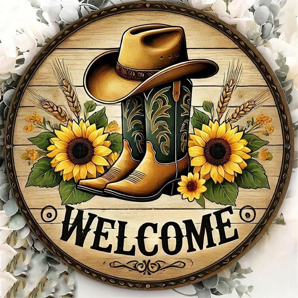 Rodeo Ranch Retro Metal Tin Sign 8x8 Inch Vintage Cowboy Wall Art Rustic Western Bar Decor Farmhouse Kitchen Cabin Lodge