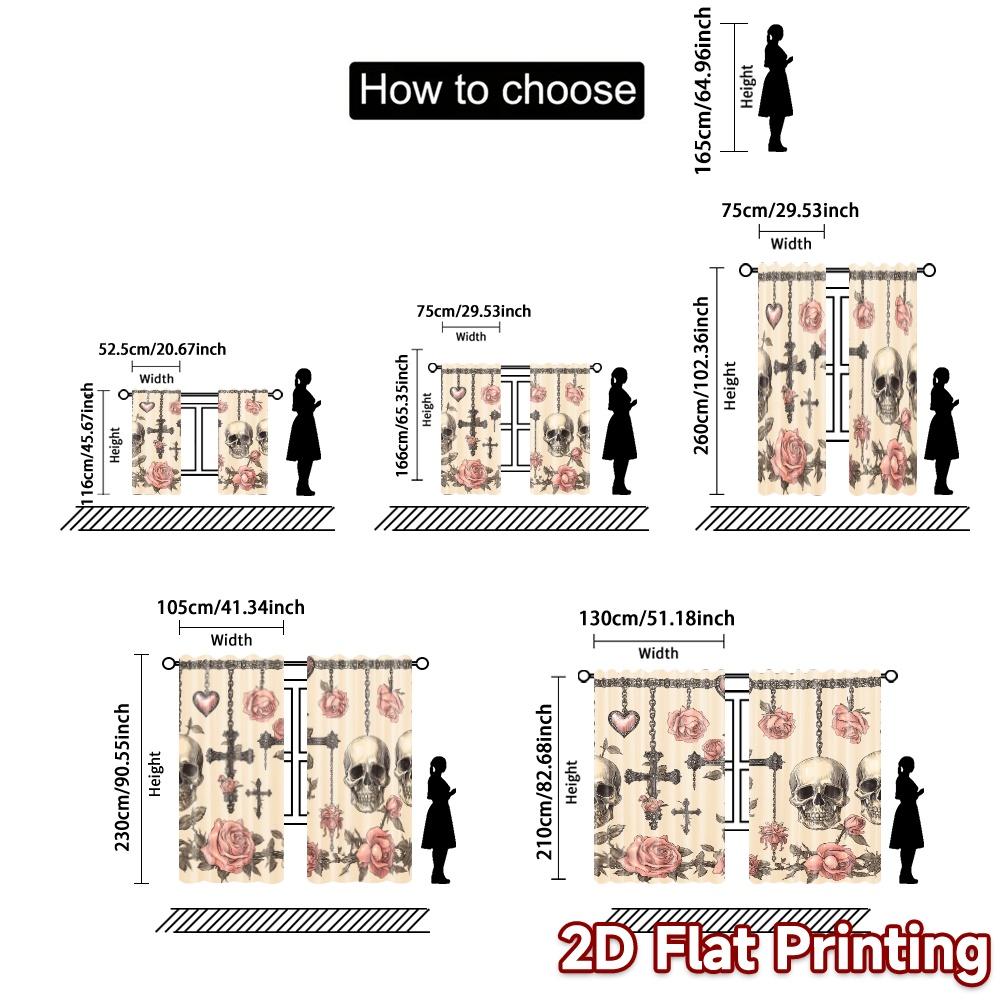 Set Of 2 Flat Printing Jit Curtains Without Rod Gothic Romance Popular Fashionable Versatile Durable Polyester Curtain Made