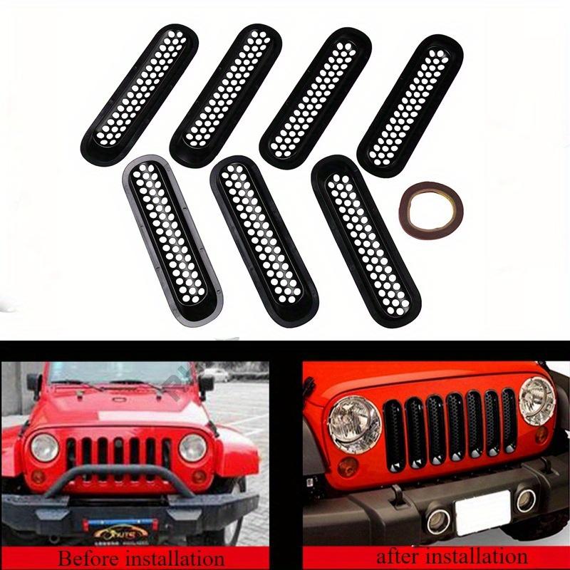 1 Set Schwarzes Frontgrill-Gittereinsatz-Kit für Jeep Wrangler & Wrangler Unlimited 2007-2015