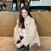 Imitation Lamb Wool Coat Women's Medium and Long Winter Lapel Loose Thickened Lazy Wind Fluff Imitation Cashmere Fur Coat