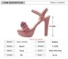 Fashion 2025 New Spring Summer Women Ankle Strap Buckle Platform Sandals Ladies Shoes High Heels Flock Fashion Sandalias Plus Size 32-43