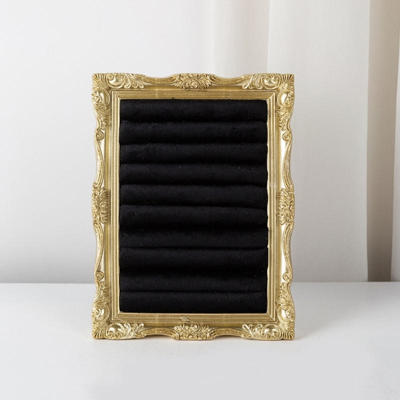Suporte de Exibição de Joias Veludado Estilo Porta-Retrato Vintage Para Anéis Brincos e Pequenos Acessórios Com Múltiplas Opções de Cor