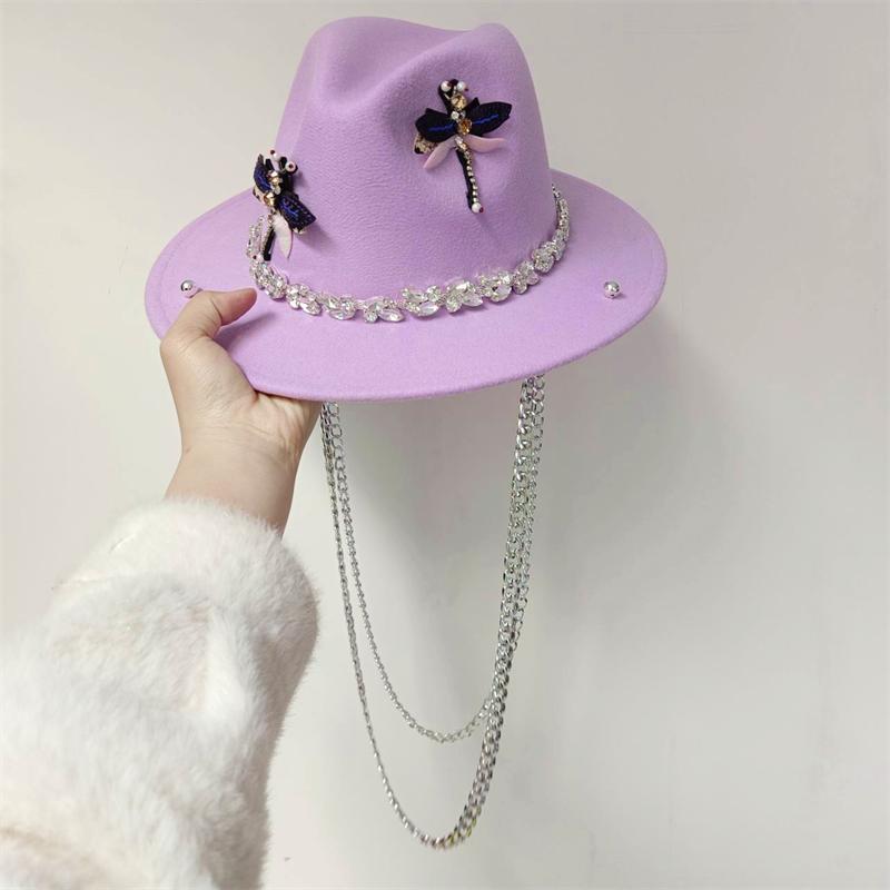 Women's Punk Straw Hat 2023 New Sun Hat Gold Chain Accessories Men's Jazz Hip Hop Summer Hat Punk Style Beach Hat Church Hat