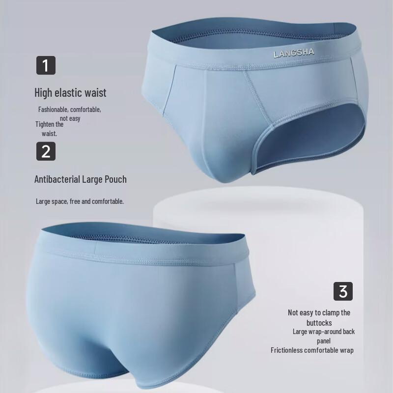 Langsha Men's Ice Silk Cooling Breathable Antibacterial Briefs