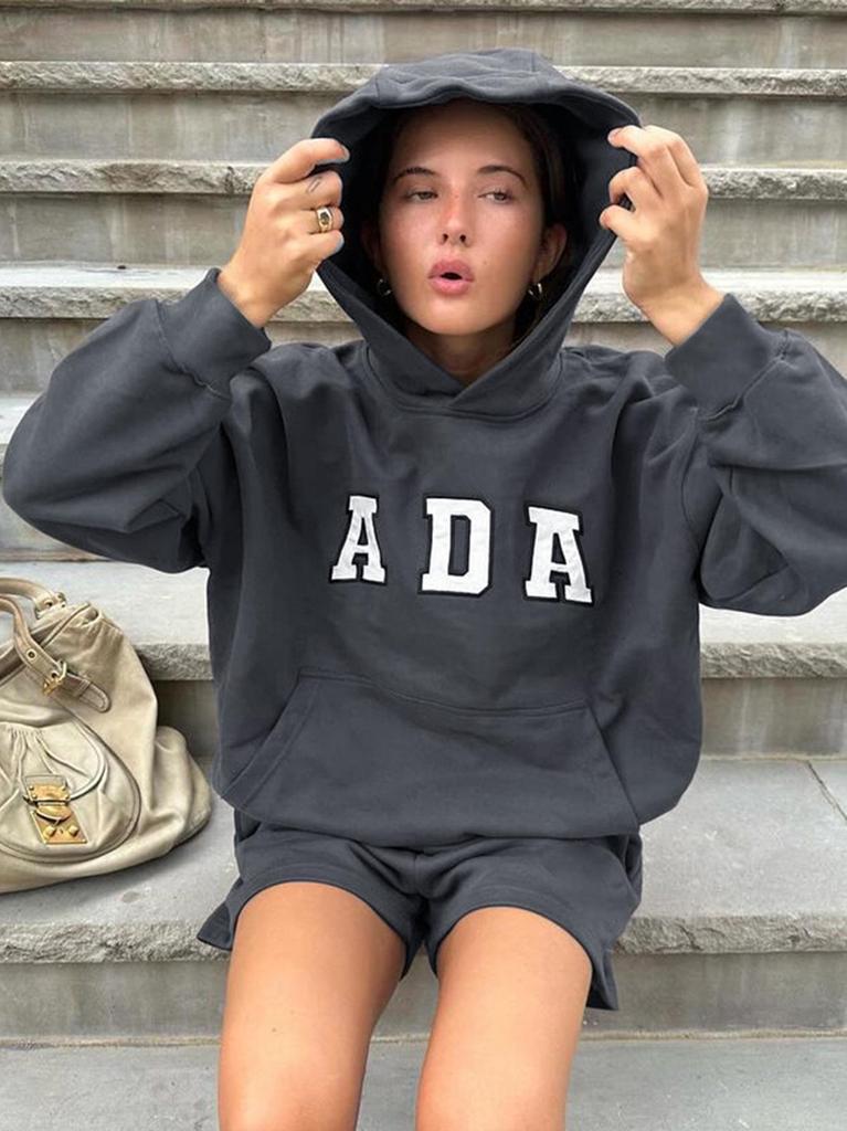 2026 Trendy Women's Casual Loose Fit Letter Hoodie with Long Sleeves – European & American Spring Fashion