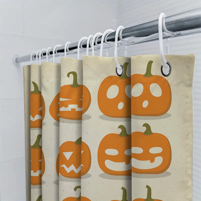 Halloween Decorative Shower Curtains Pumpkin Print Fabric Bathroom Shower Liner Waterproof 3D Printed Decoration Home Decor