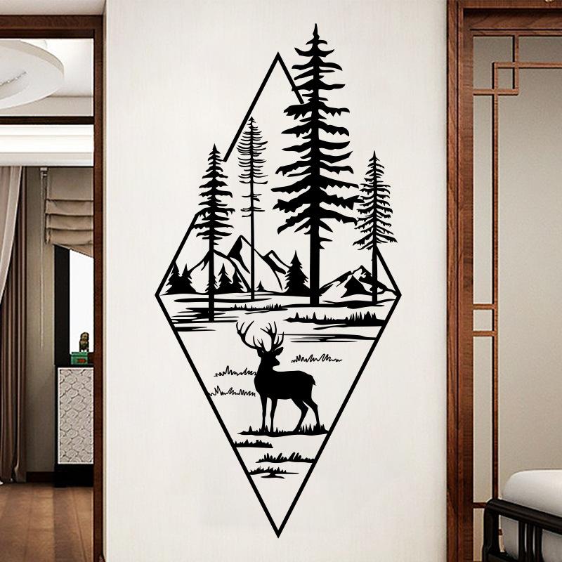 

Скандинавский стиль Ins олень дверные наклейки домашний декор съемные украшения для прихожей лестницы виниловые настенные наклейки 45x60CM