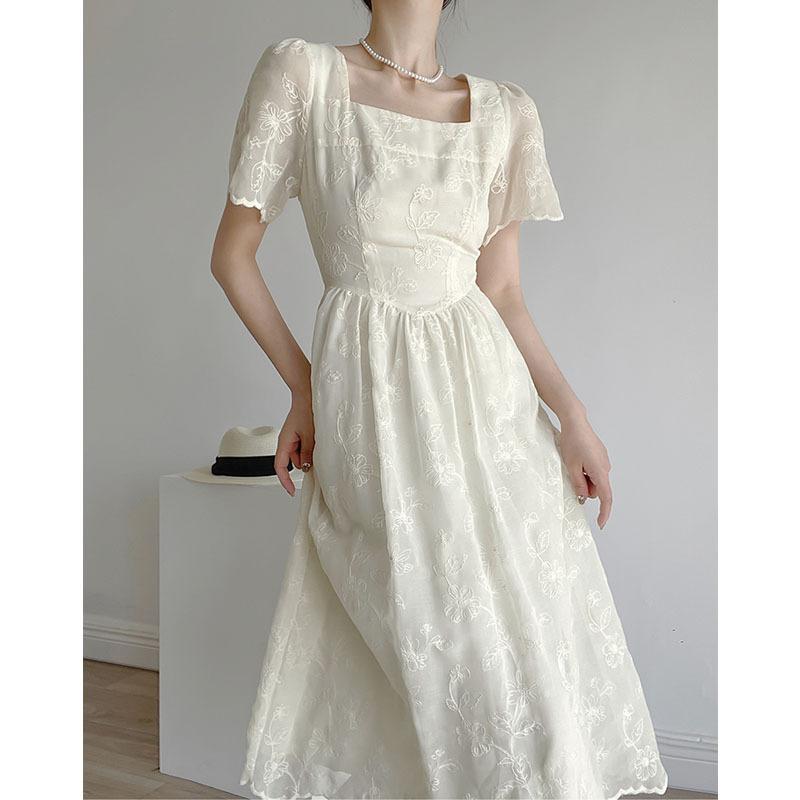 Letní čtvercové šaty s vysokým pasem Stylové plážové rekreační šaty pro volný čas