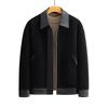 New jacket jacket men's spliced leather spring and autumn corduroy jacket lapel jacket top