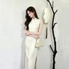 Embroidery white sleeveless national style new Chinese style Suzhou long cheongsam improved young 1011 new women's high sense