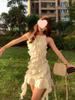 French White Asymmetrical Fairy Summer Dress for Women