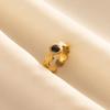 Balck Enamel Gold Plated Heart Fire Evil Eye Stainless Steel Ring Vintage Finger Jewelry Sun Moon Star Rings For Women Men Bague