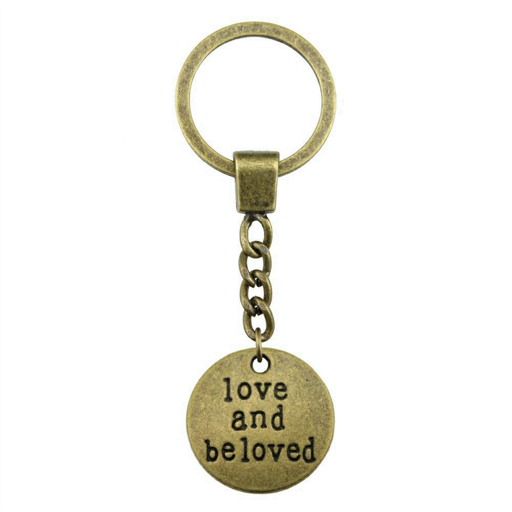 OM Symbol Letter Keychain Tags Yoga Themed Charm Key Holder 30mm Ring