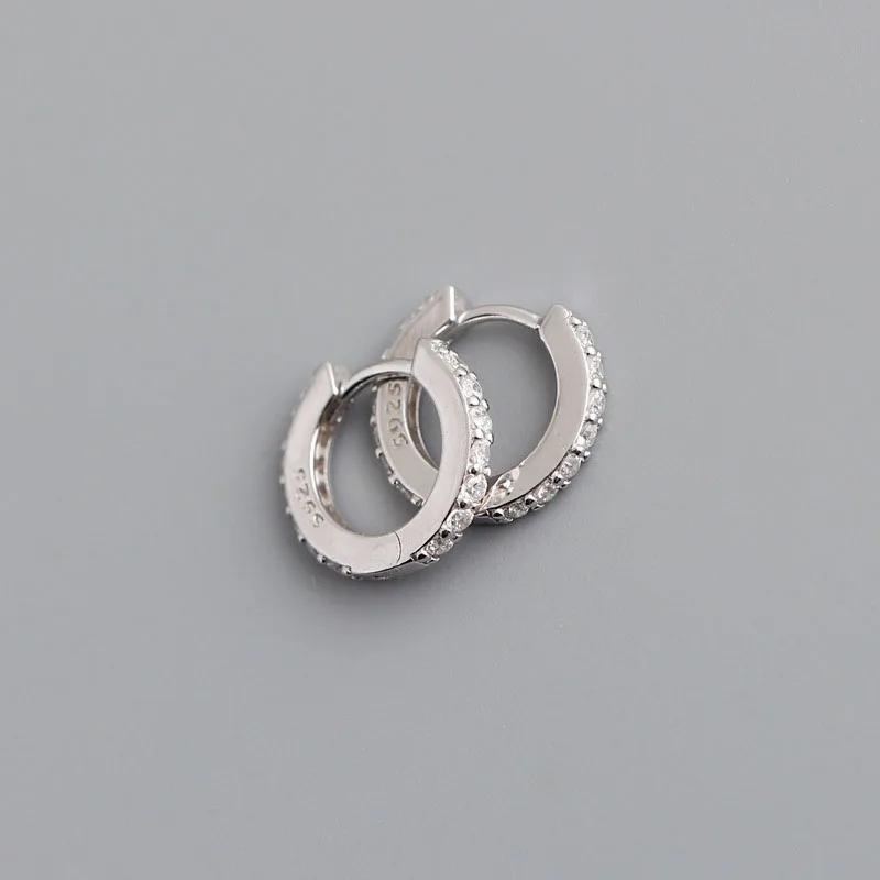 ANENJERY 7mm One Pair Crystal Huggies Hoop Earrings for women NewYork Girl DIY Small Earrings Hooks Jewelry Accessories Making 7mm-1 pair серебро белый