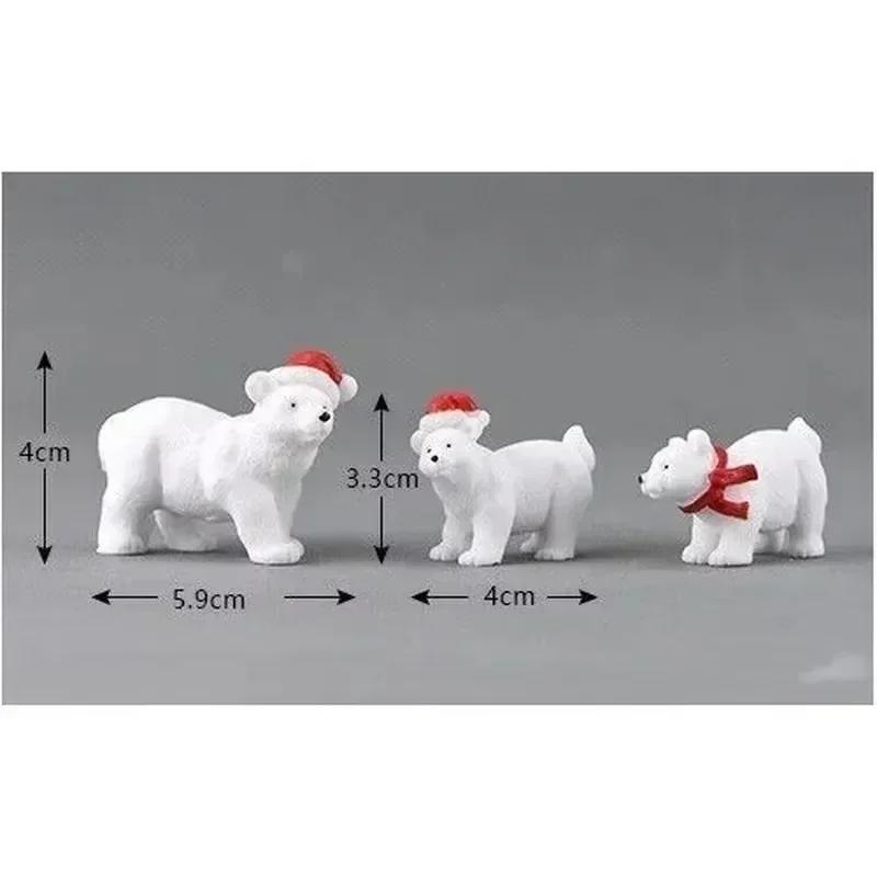 3/1pcs Miniature Christmas Polar Bear Figurines Garden Micro Snow Landscape DIY Accessories Home Decoration Desk Decoration