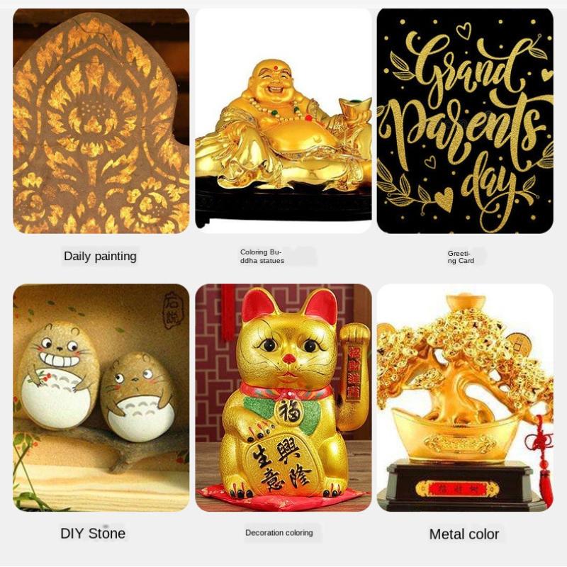 100ml Waterproof Metallic Color Pigment Gold Acrylic Paint Gypsum Toys Statuary Coloring DIY Textile Painting Graffiti Colorant