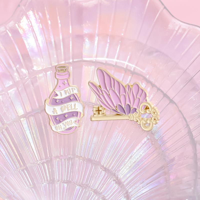 Trendy Colorful Cartoon Brooch With Winged Magic Bottle Shape Versatile And Accessory Unique
