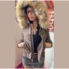Fur Collar Decorative Hooded Jacket Zipper Snap Button Cotton Jacket Brown Ladies Coat Autumn and Winter New Style Warm Jacket