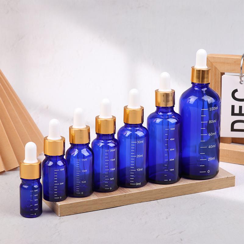 5 ml – 100 ml Tropfflaschen mit Skala, Reagenz, Augentropfen, blaues Glas, Aromatherapie-Flüssigkeitspipettenflasche, nachfüllbare Flaschen für unterwegs