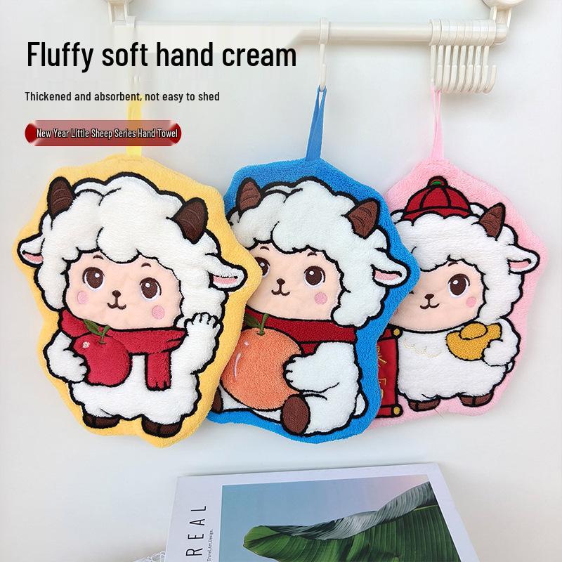 Festive Little Sheep Children's Hanging Hand Towel – Soft, Absorbent, and Perfect for Bathrooms.