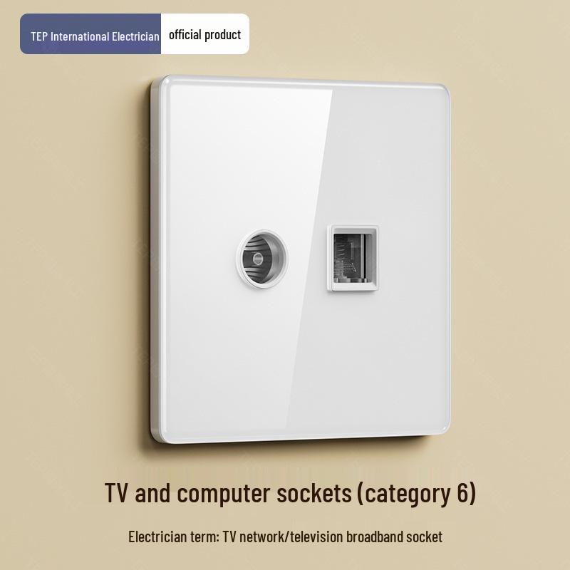 Smart White Glass 2-Gang Switch Panel, Single Fire, Voice-Controlled, Mijia APP Compatible.