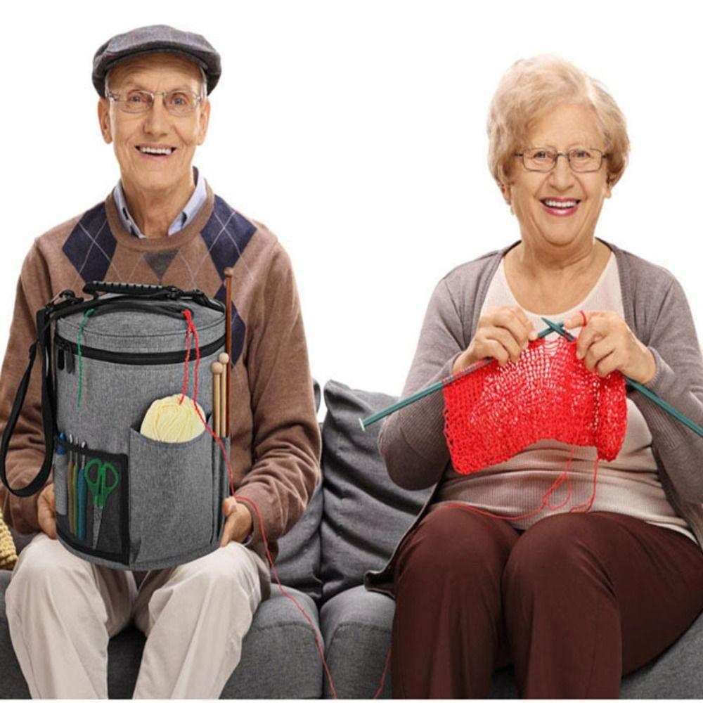 DIY Craft Yarn Round Crochet Bag Large Capacity Knitting Needle Organizer Home Storage