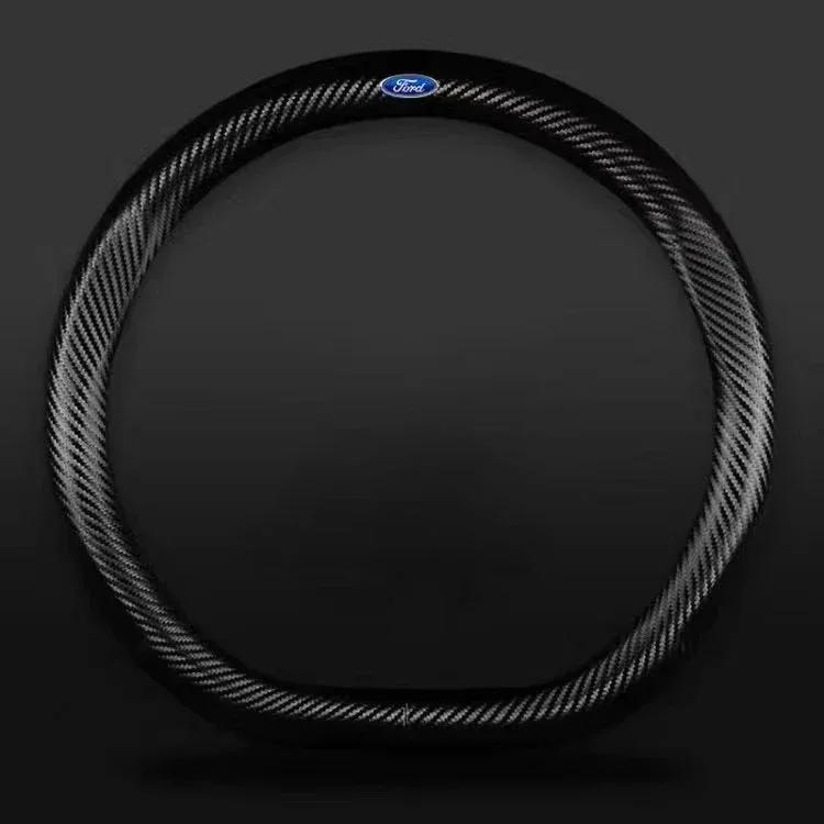 For Ford Mondeo Focus Raptor Puma Edge Explorer Ecosport Ranger F150 Fiesta Kuga Car Carbon fiber Anti-slip Steering Wheel Cover LW5