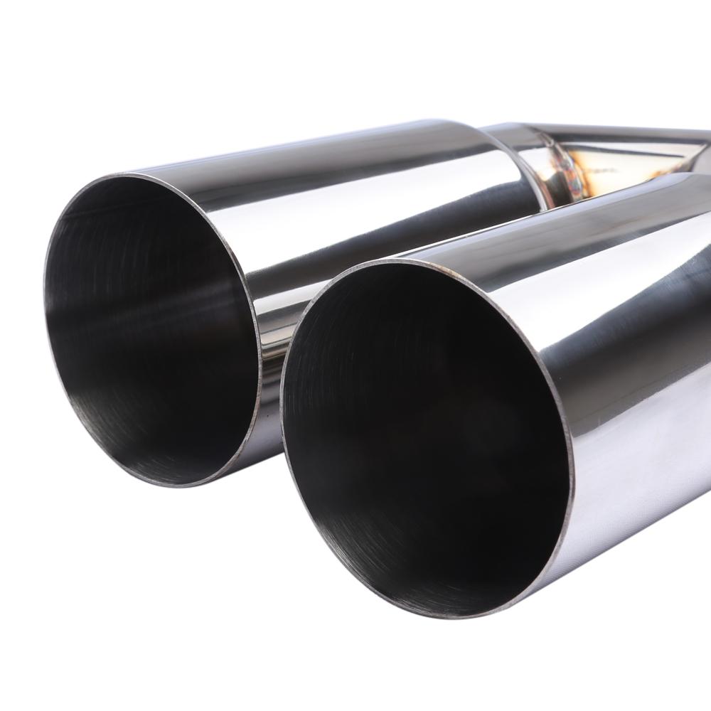 Universal 63mm Inlet 76mm Outlet Double Cylinder Stainless Steel Exhaust Tailpipe Muffler For Car Exhaust System Replacement