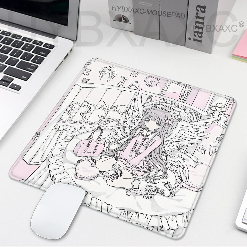 Sleepy Angel Pink Mouse Pad Anime Girl Gaming Keyboard Pads Gaming Accessories Thickened Hd Desk Mat Lock Edge Rubber Mousepad