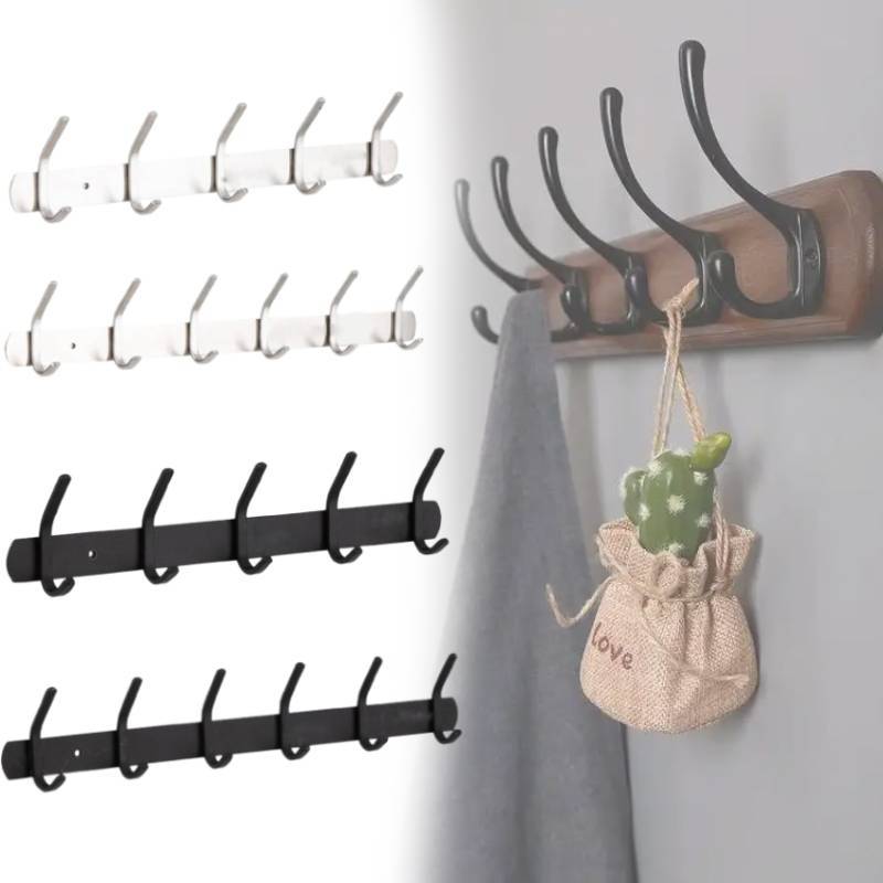 Vault Black Glazie Coat Rack Wall Mount Stainless Steel Hooks Clothes Hanger