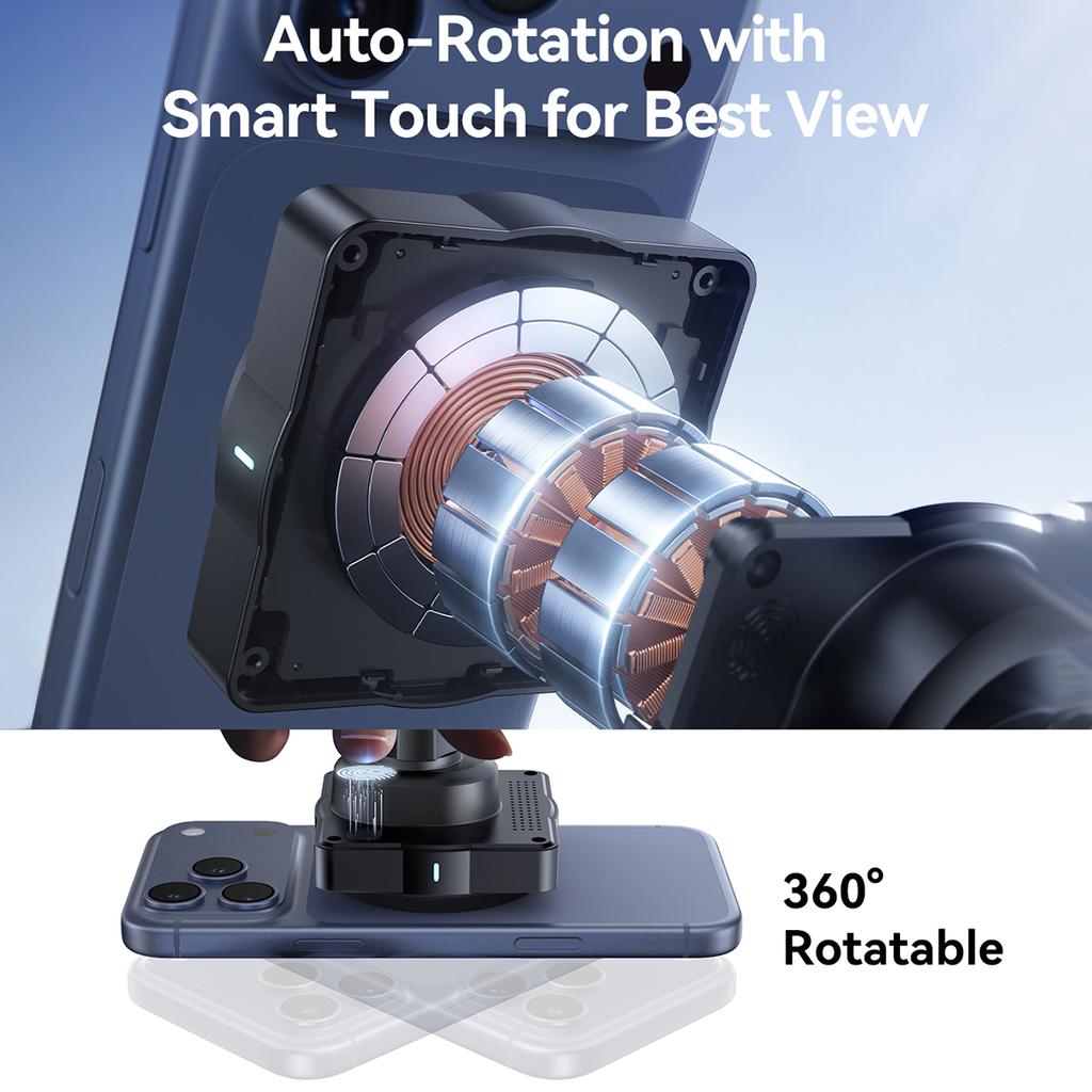 JOYROOM JR-ZS506 15W Auto-Rotating Magnetic Wireless Car Charger Stand Fast Charging Phone Mount