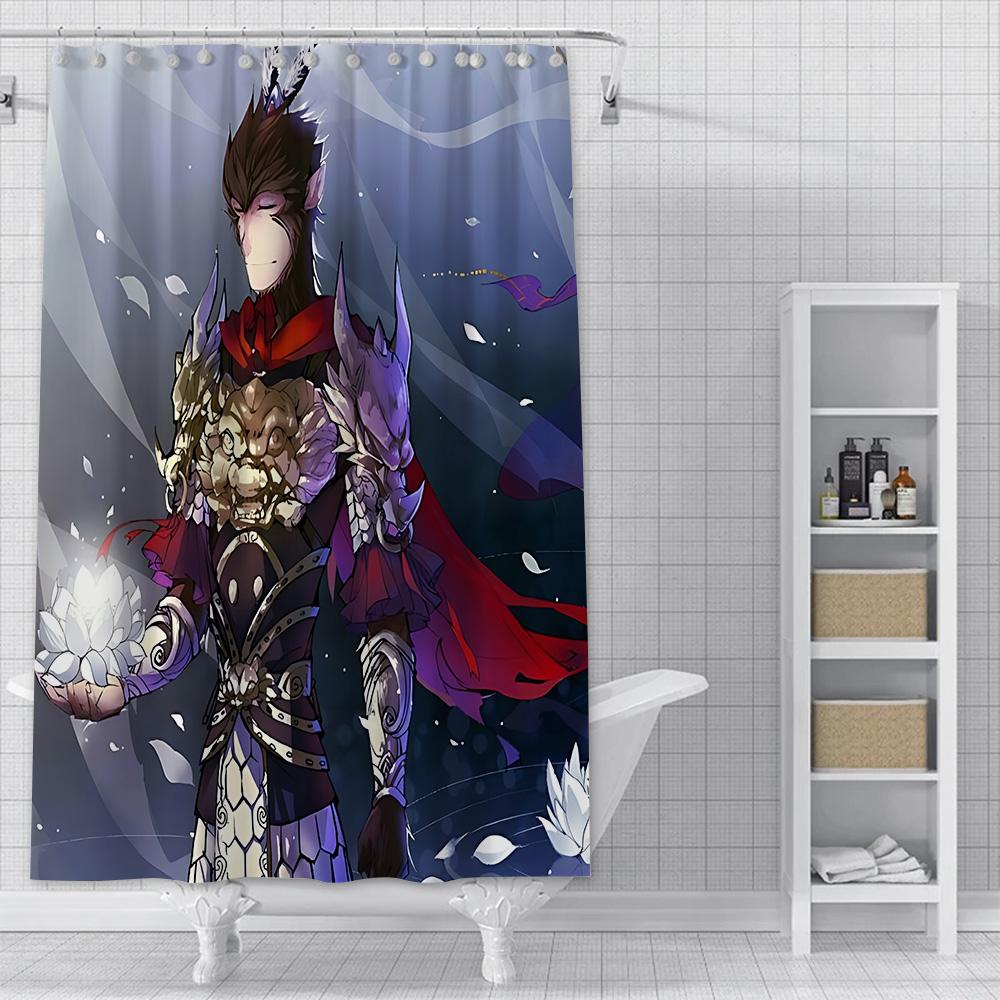 Spiel Black Myth Wukong Duschvorhang Wasserdicht Polyester Stoff Farbe Bad Vorhänge Home Badezimmer Dekor Vorhang Mit Haken