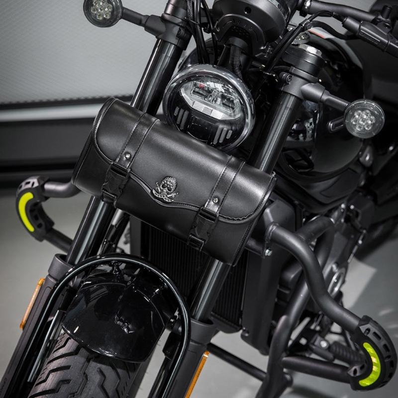 Motorcycle Front Fork Tool Bag PU Leather Saddlebag Suitable for Bikers Storage Needs, Daily Commute, Handlebar Storage