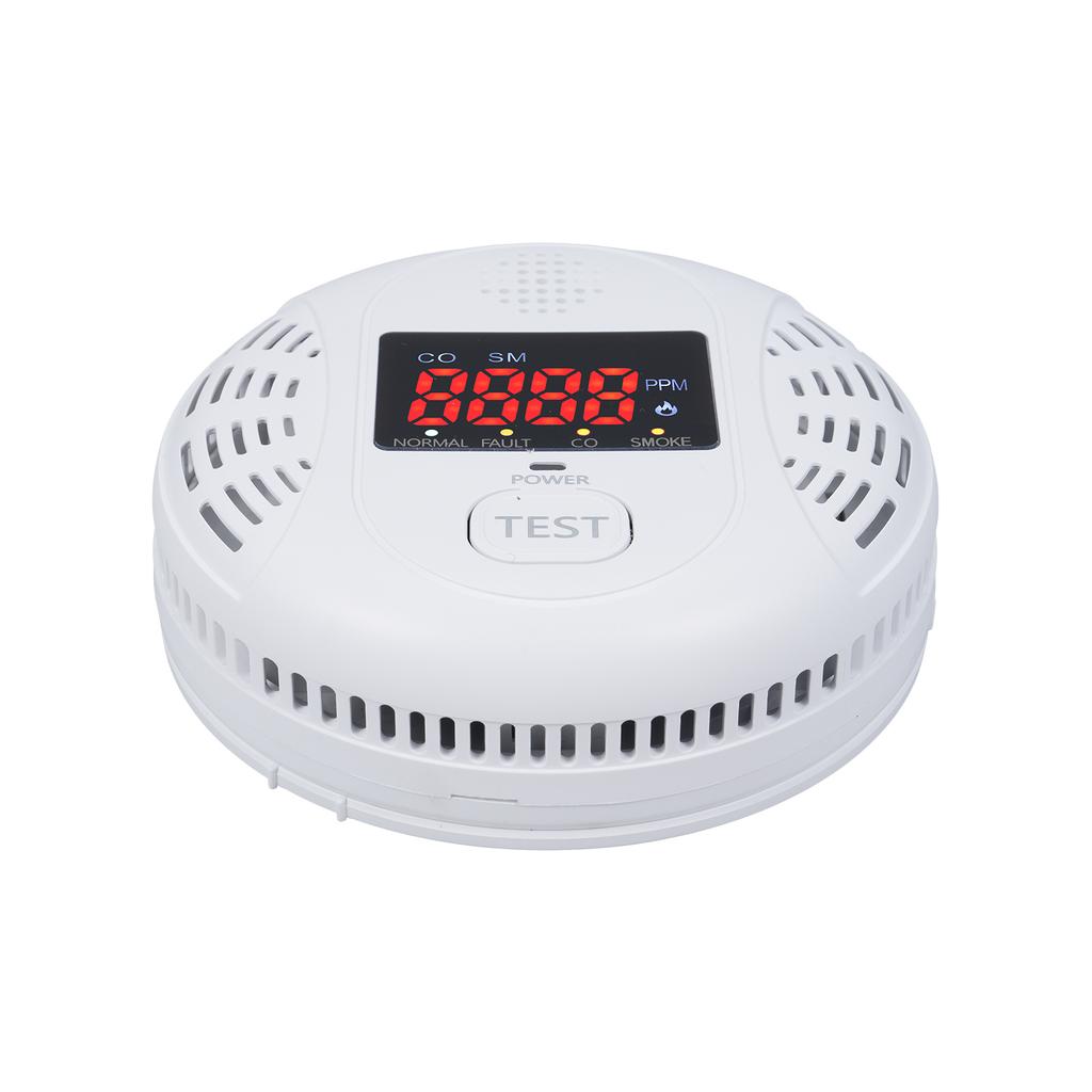 2 In 1 Smoke Carbon Monoxide Alarm Detector Dual Sensor with LCD Display Screen for Hotels Office
