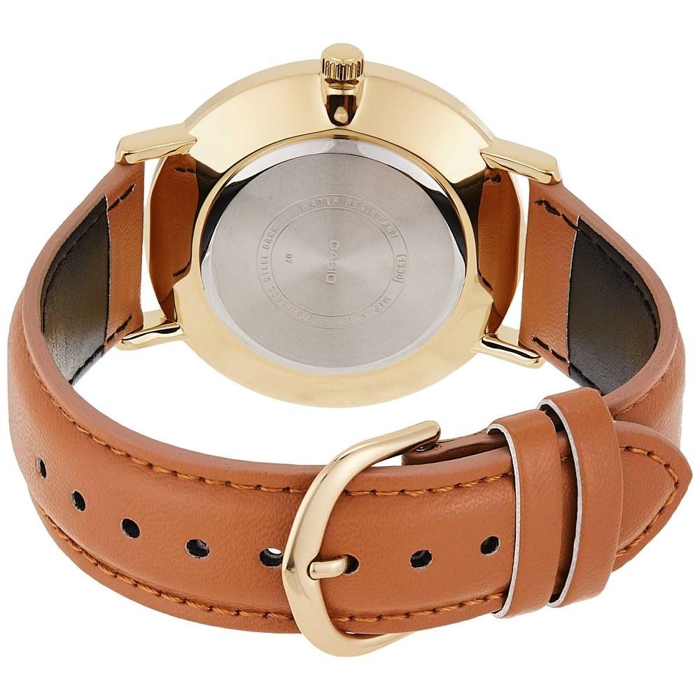Casio MTP-VT01GL-5B Men's Minimalist Gold Tone Leather Watch Burgundy Dial 3-Hand Quartz Analog One Size Blue