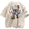 Washed Retro Cotton 230Gmen'S Graphic Tees Funny Letter Printing Vintage
