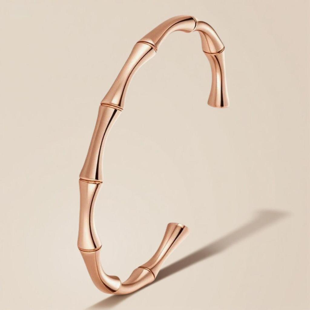 Retro Versatile Titanium Steel Open Bamboo Bangle Bracelet