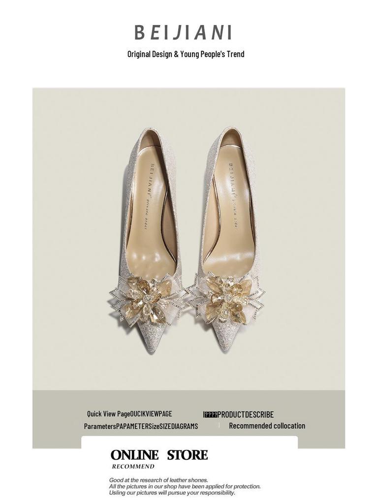 BEIJIANI Crystal Bow Stiletto Wedding & Bridesmaid Heels