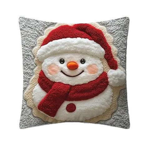 Funda De Cojín Navideña Con Estampado 2D De Pap Noel Y Patrn De Reno, Funda De Almohada De Felpa Suave Para Decoracin