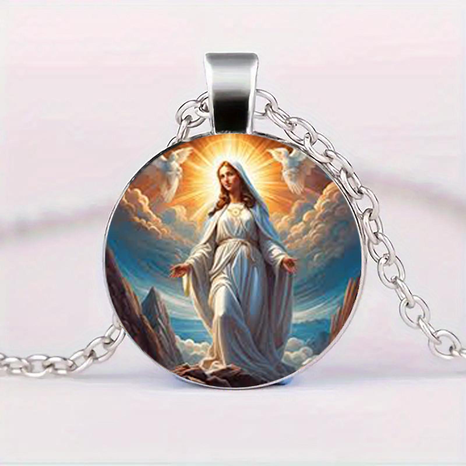 

The Glass Pendant Of The Virgin Mary, Time Gemstone Pendant Necklace