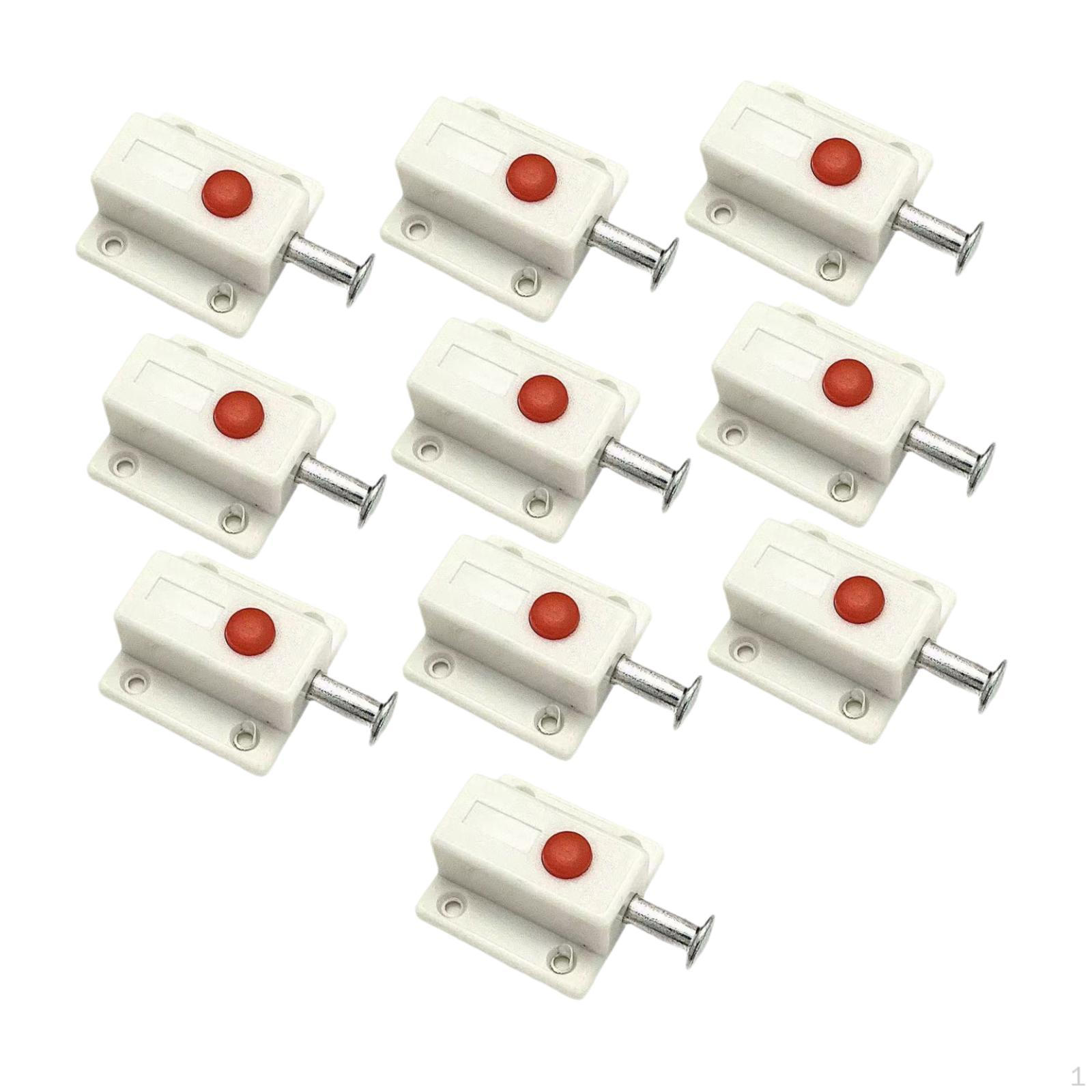

10 Pack Spring Loaded Automatic Door Latches, Push Button Sliding Bolt Lock for білий
