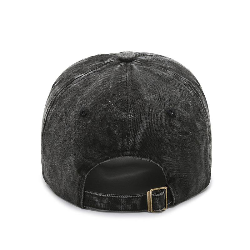 Men's and women's spring and summer vintage washed baseball caps with embroidered letters and numbers, curved duckbill caps