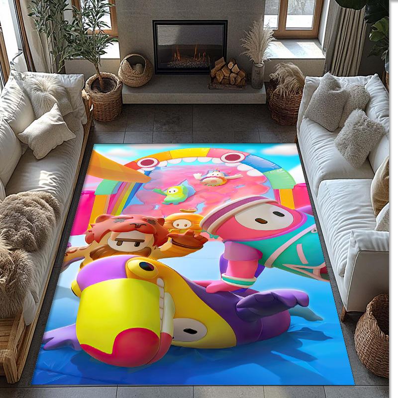 Fall Guys Crystal Velvet Rug, Soft Anti‑Slip Crystal Velvet Carpet for Living Room Bedroom Home Decor