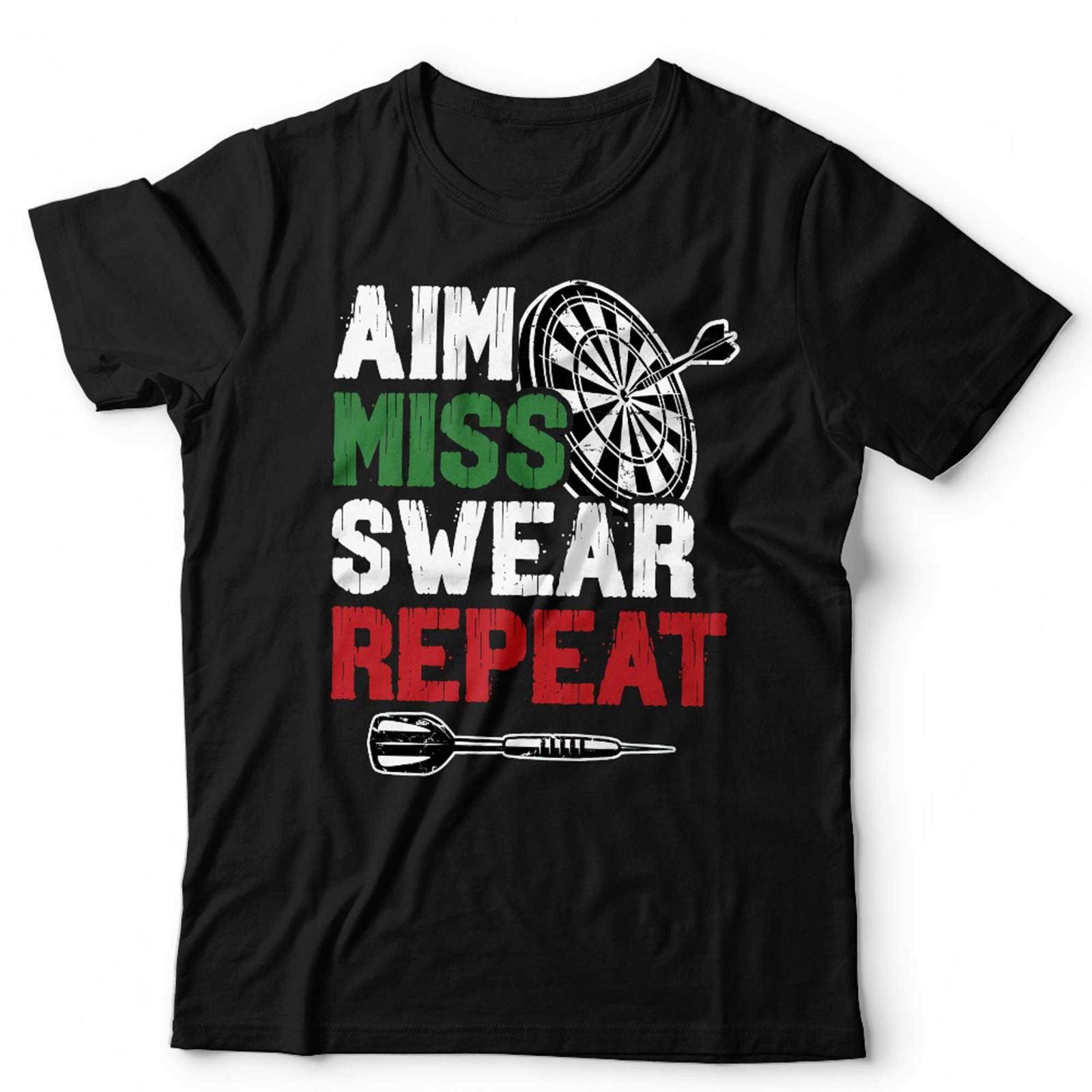 Funny Dart Tshirt Unisex Aim Miss Swear Repeat Arrows Darts Humorous Sports Gift S разноцветный