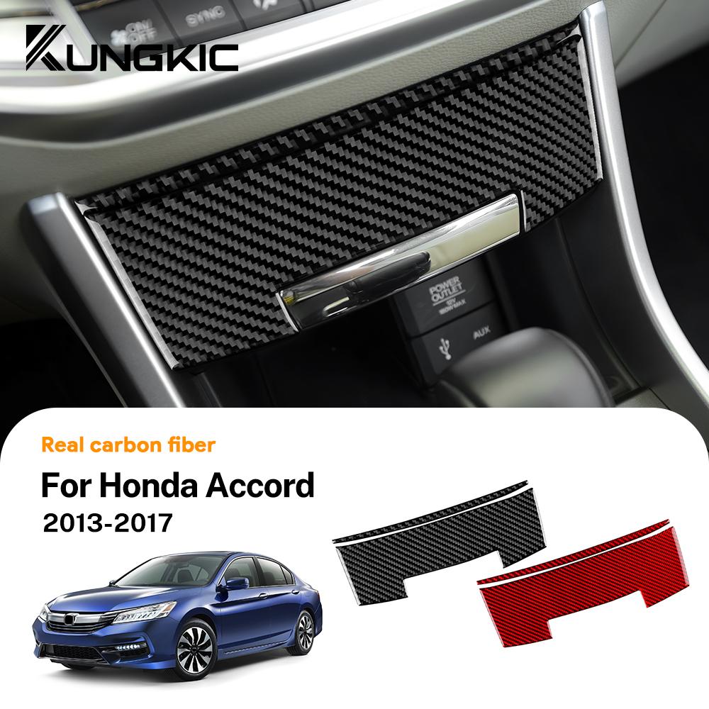 Real Soft Carbon Fiber Sticker For Honda Accord 2013 2014 2015 2016 2017 LHD Car Storage Box Panel Interior Trim Accessories