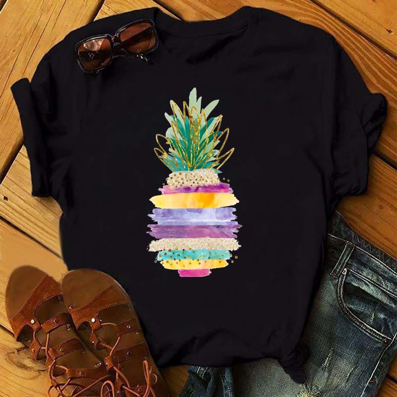 Maycaur Tee Women T-shirt Summer Short Sleeve Avocado Print Clothes Fashion Cartoon Fruit Graphic T Shirt Kawai Female Tops TEE