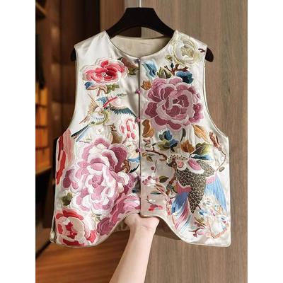 National Style Vest Chinese Ethnic Style Embroidered Waistcoat, Vest Jacket, Women's Chinese Style Spring Design, Old Money Style Vest