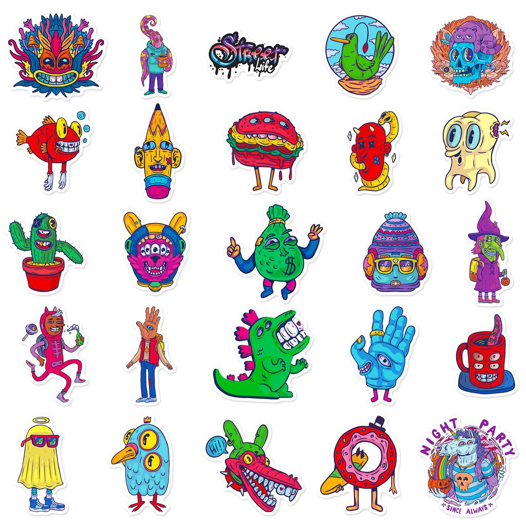 50 Samolepek Malooký Monster Student Doodle Kreslený Personalizovaný Dekorativní Motocykl Kufr Vodotěsné Samolepky