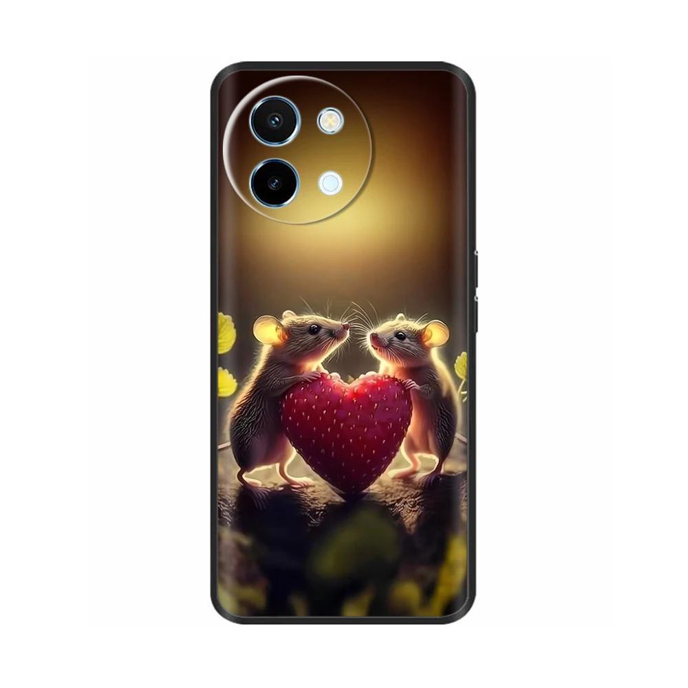 For Vivo Y38 5G Phone Case Cute Fashion Heart Flowers Cases For Vivo Y18 Soft Silicone Bumper Cover For Vivo Y18E Fundas Shells