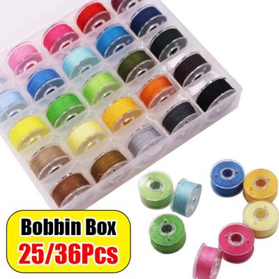 25/36Pcs Multicolor Sewing Machine Bobbin Box Replacement with Sewing Thread Sewing Machine Spools DIY Sewing Machine Tool